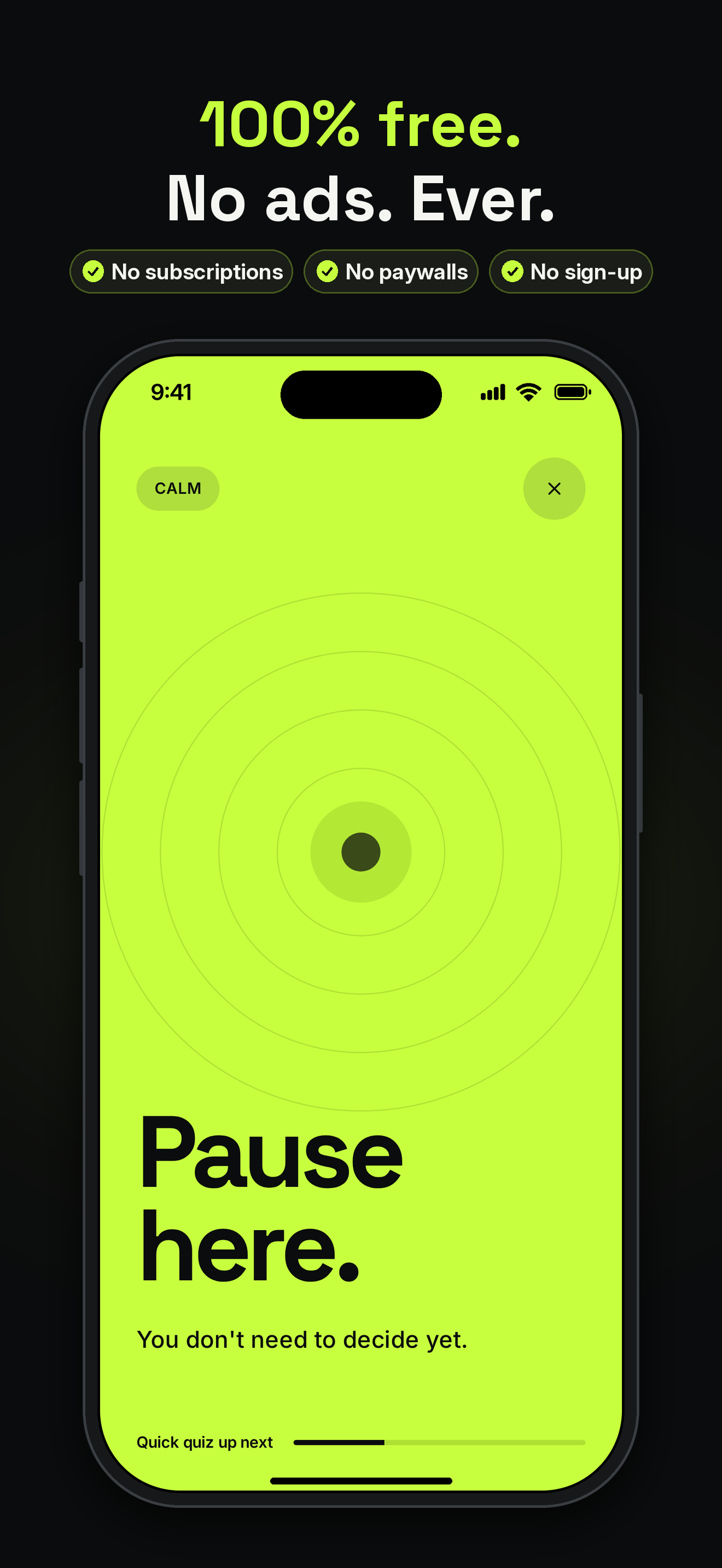 snub. app screenshot: 100% free, no ads